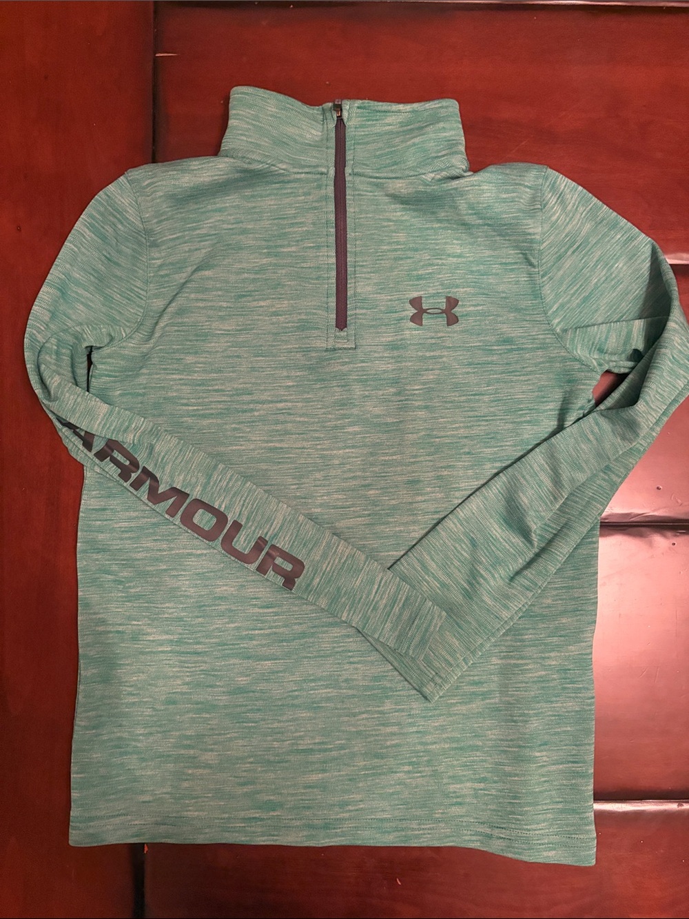 Under Armour Kids' Half-Zip Pullover in Green Heather